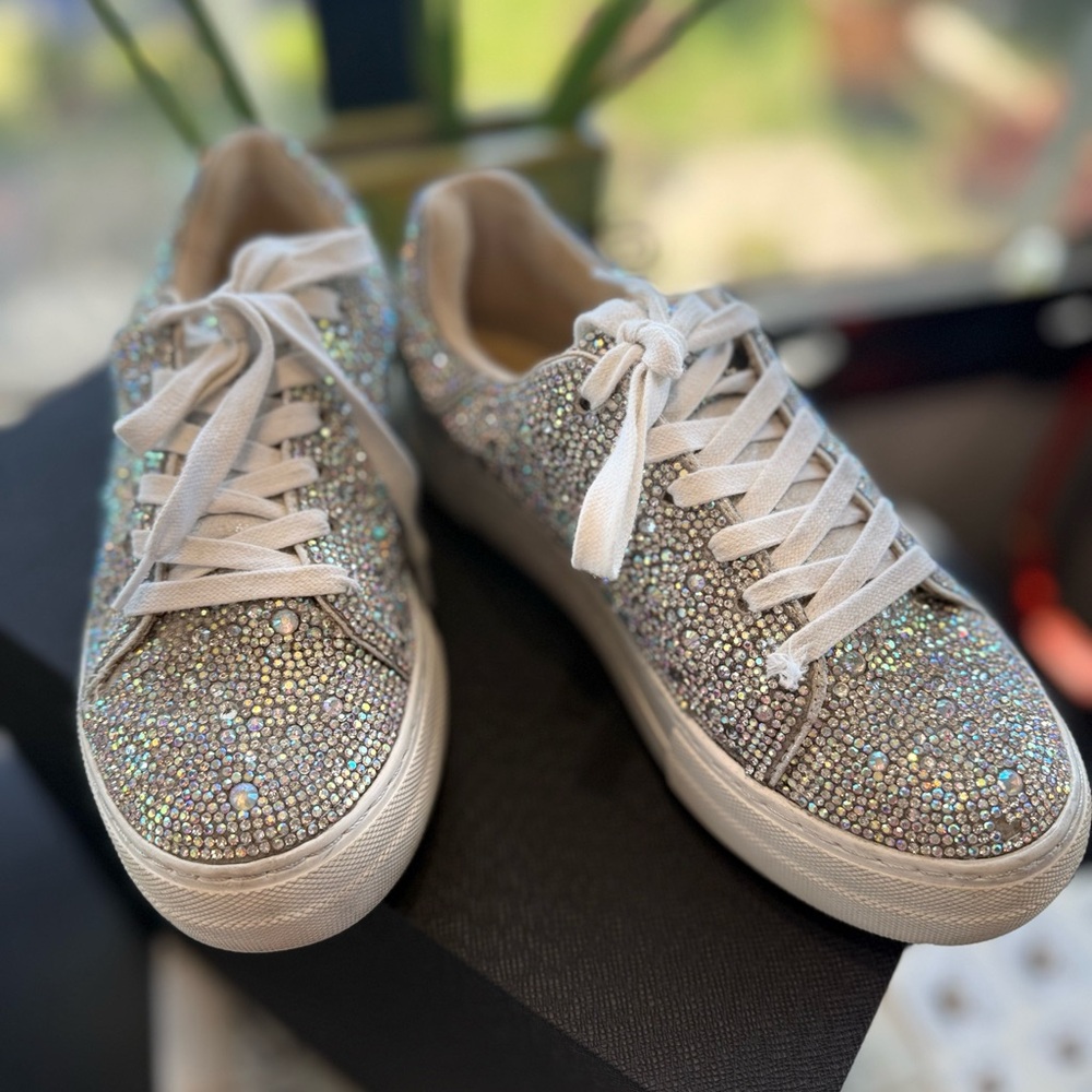 Betsey Johnson SB-Sydney Silver Sparkly Sneakers